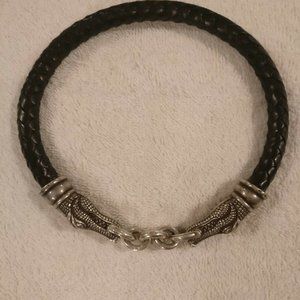 Kieselstein Double Alligator Silver Necklace Leath